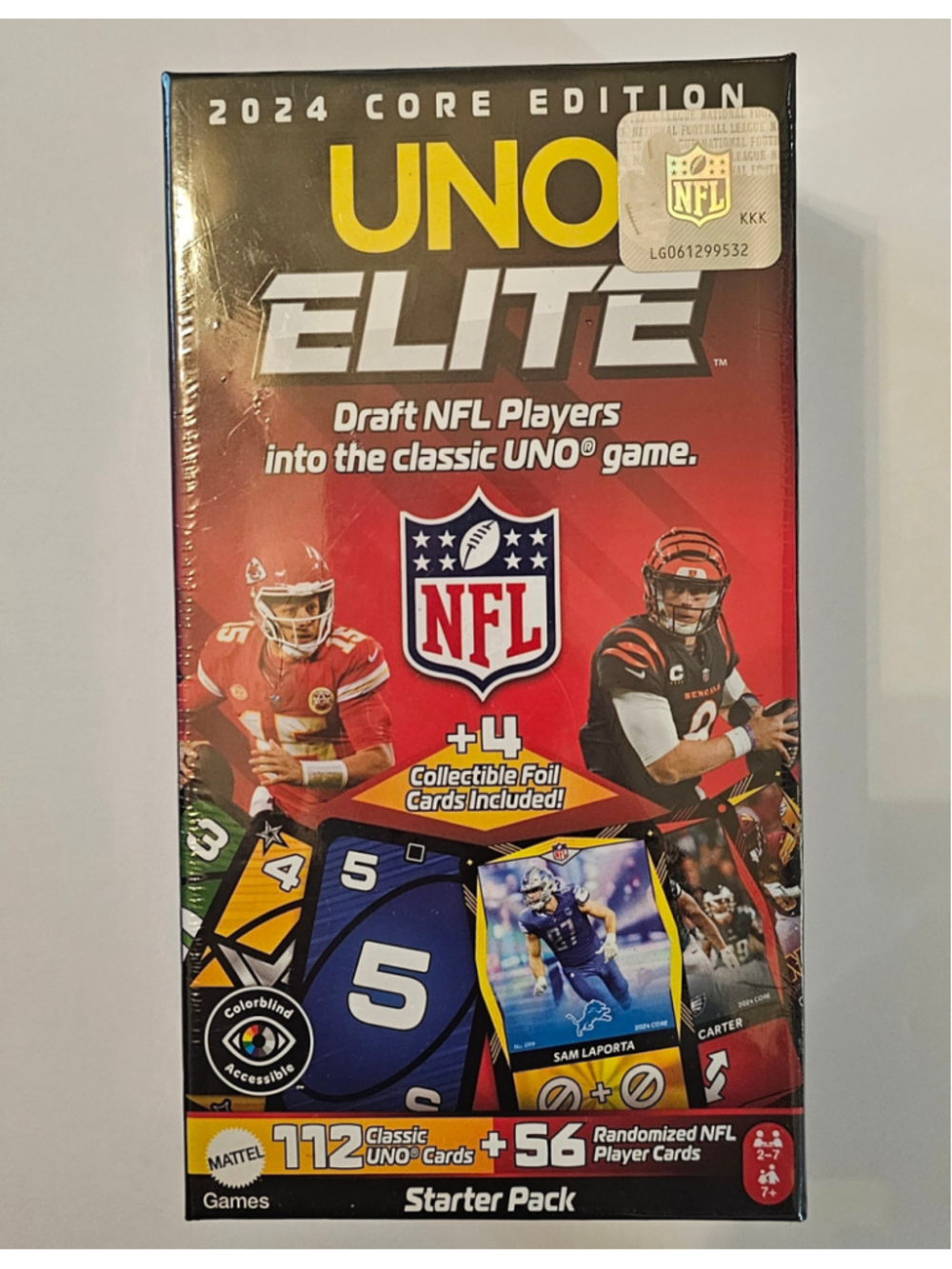 Mattel UNO Elite 2024 NFL Core Edition Card Game One Size Red Yellow